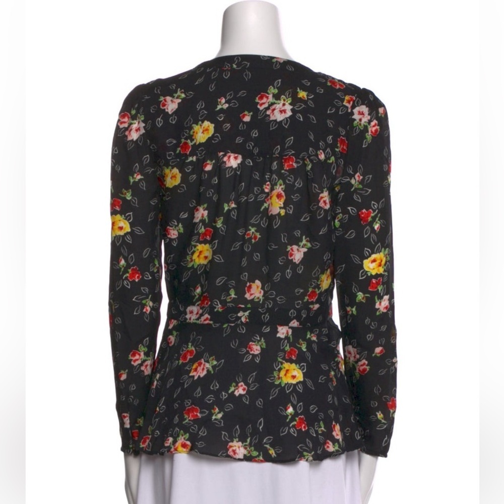 Veronica Beard Kiona Silk Blouse Black Floral Peplum $395. Excellent Size 00 - Picture 4 of 13